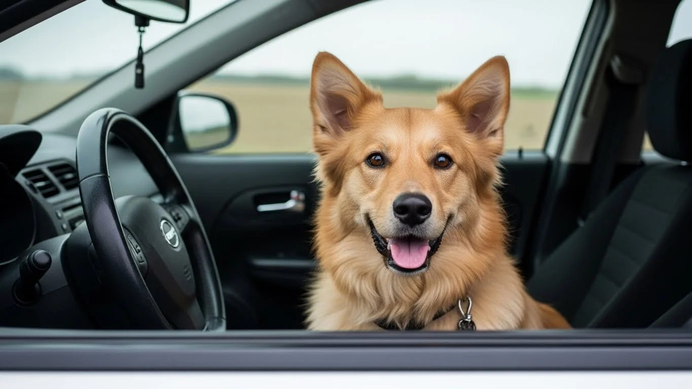 dog alone in a car